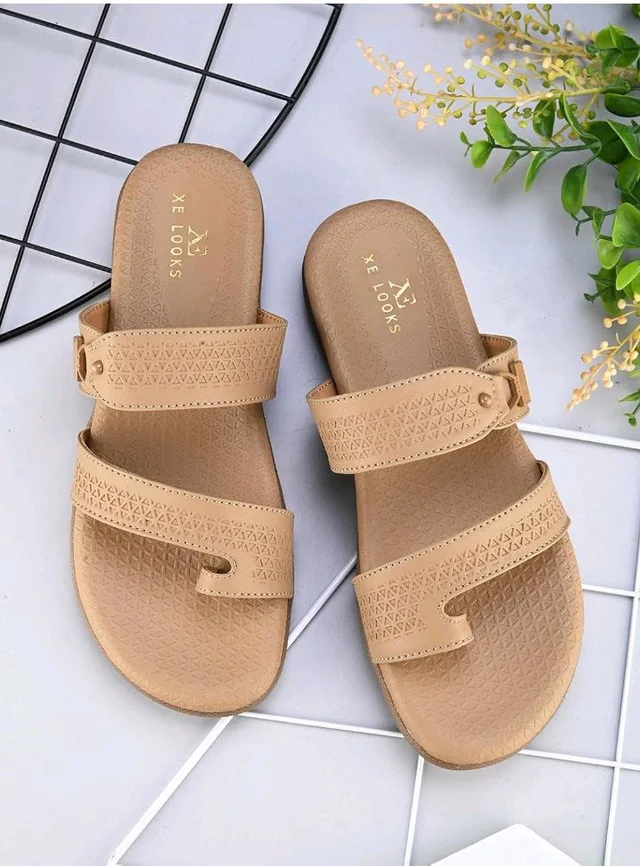 XE Looks Women's Double-Adjustable Straps Slipper | Textured Design | Lightweight & Comfortable Slippers For Girls & Women - 7