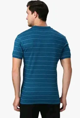 Van Heusen Men’s Striped Regular Fit T-Shirt | Comfortable Polo Neck | Soft Breathable Casual Wear | Summer Favorite | Horizontal Smart Stripes| Style 60063 - XL