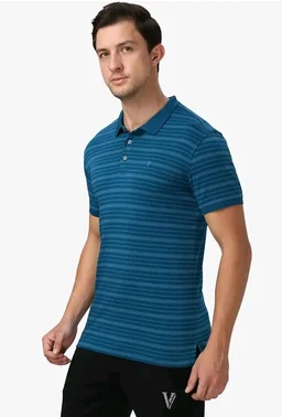 Van Heusen Men’s Striped Regular Fit T-Shirt | Comfortable Polo Neck | Soft Breathable Casual Wear | Summer Favorite | Horizontal Smart Stripes| Style 60063 - XL