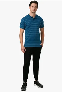 Van Heusen Men’s Striped Regular Fit T-Shirt | Comfortable Polo Neck | Soft Breathable Casual Wear | Summer Favorite | Horizontal Smart Stripes| Style 60063 - XL