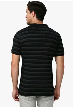Van Heusen Men’s Striped Regular Fit T-Shirt | Comfortable Polo Neck | Soft Breathable Casual Wear | Summer Favorite | Horizontal Smart Stripes| Style 60063 - 2XL