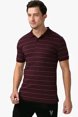 Van Heusen Men’s Striped Regular Fit T-Shirt | Comfortable Polo Neck | Soft Breathable Casual Wear | Summer Favorite | Horizontal Smart Stripes| Style 60063 - S