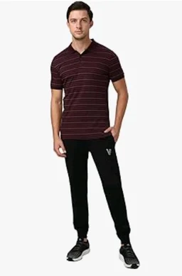 Van Heusen Men’s Striped Regular Fit T-Shirt | Comfortable Polo Neck | Soft Breathable Casual Wear | Summer Favorite | Horizontal Smart Stripes| Style 60063 - S