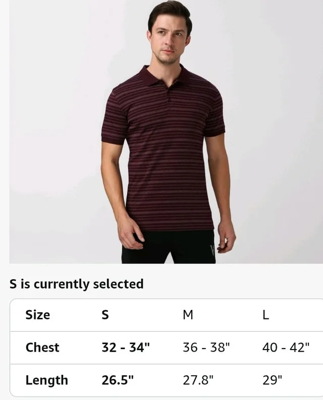 Van Heusen Men’s Striped Regular Fit T-Shirt | Comfortable Polo Neck | Soft Breathable Casual Wear | Summer Favorite | Horizontal Smart Stripes| Style 60063 - S