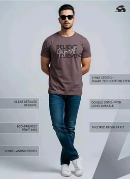 ADRO Tshirt for Men | Printed T Shirt for Men | 100% Cotton Regular Fit T-Shirt |Printed T Shirt
- S