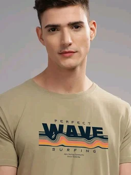 ADRO Mens Printed T Shirt | The Super Soft Tshirt in India| Pure Cotton Lycra Breathable Fabric| 4 Way Stretch Smart tech Fabric| Round Neck T-Shirt (Also in Plus Size) RN25-ST-WAVE-BE
- S