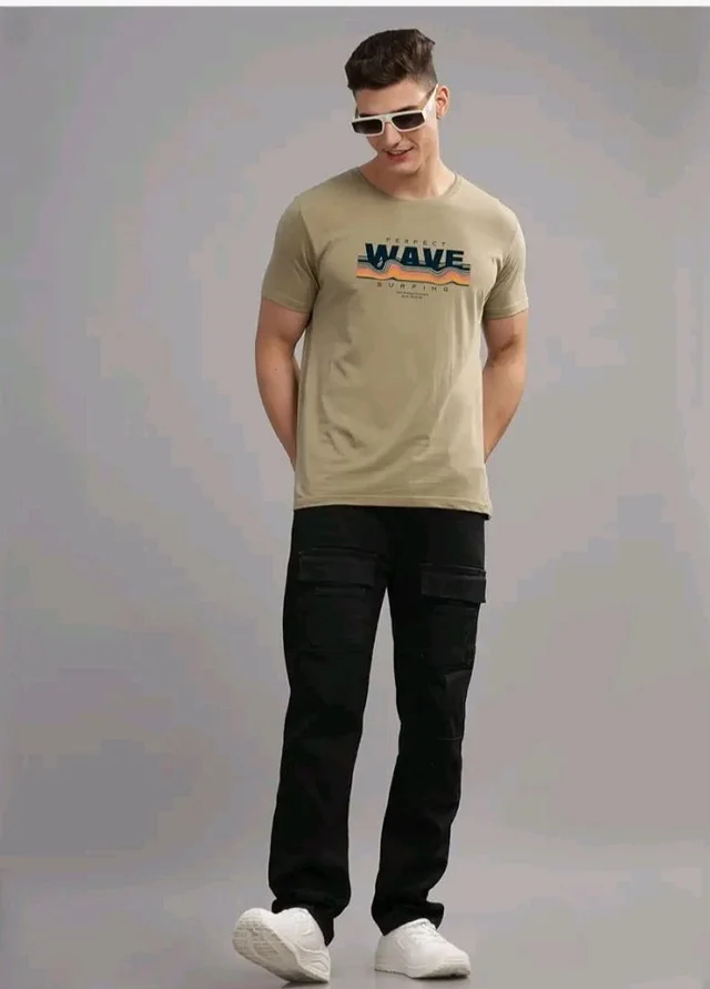 ADRO Mens Printed T Shirt | The Super Soft Tshirt in India| Pure Cotton Lycra Breathable Fabric| 4 Way Stretch Smart tech Fabric| Round Neck T-Shirt (Also in Plus Size) RN25-ST-WAVE-BE
- S