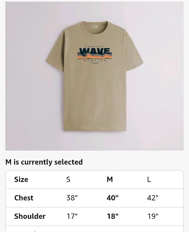 ADRO Mens Printed T Shirt | The Super Soft Tshirt in India| Pure Cotton Lycra Breathable Fabric| 4 Way Stretch Smart tech Fabric| Round Neck T-Shirt (Also in Plus Size) RN25-ST-WAVE-BE
- S