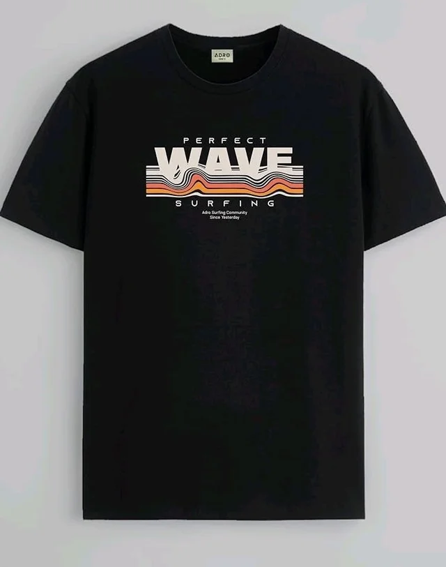ADRO Mens Printed T Shirt | The Super Soft Tshirt in India| Pure Cotton Lycra Breathable Fabric| 4 Way Stretch Smart tech Fabric| Round Neck T-Shirt (Also in Plus Size) RN25-ST-WAVE-BE
- M