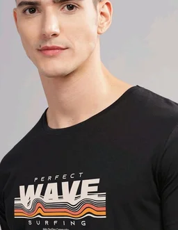 ADRO Mens Printed T Shirt | The Super Soft Tshirt in India| Pure Cotton Lycra Breathable Fabric| 4 Way Stretch Smart tech Fabric| Round Neck T-Shirt (Also in Plus Size) RN25-ST-WAVE-BE
- M