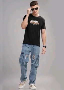 ADRO Mens Printed T Shirt | The Super Soft Tshirt in India| Pure Cotton Lycra Breathable Fabric| 4 Way Stretch Smart tech Fabric| Round Neck T-Shirt (Also in Plus Size) RN25-ST-WAVE-BE
- M