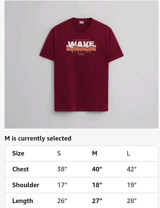 ADRO Mens Printed T Shirt | The Super Soft Tshirt in India| Pure Cotton Lycra Breathable Fabric| 4 Way Stretch Smart tech Fabric| Round Neck T-Shirt (Also in Plus Size) RN25-ST-WAVE-BE
- 4XL