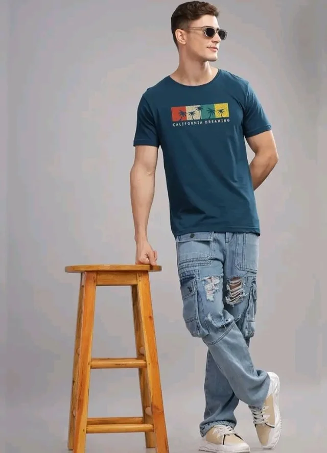 ADRO Mens Printed T Shirt | The Super Soft Tshirt in India| Pure Cotton Lycra Breathable Fabric| 4 Way Stretch Smart tech Fabric| Round Neck T-Shirt (Also in Plus Size)
- M