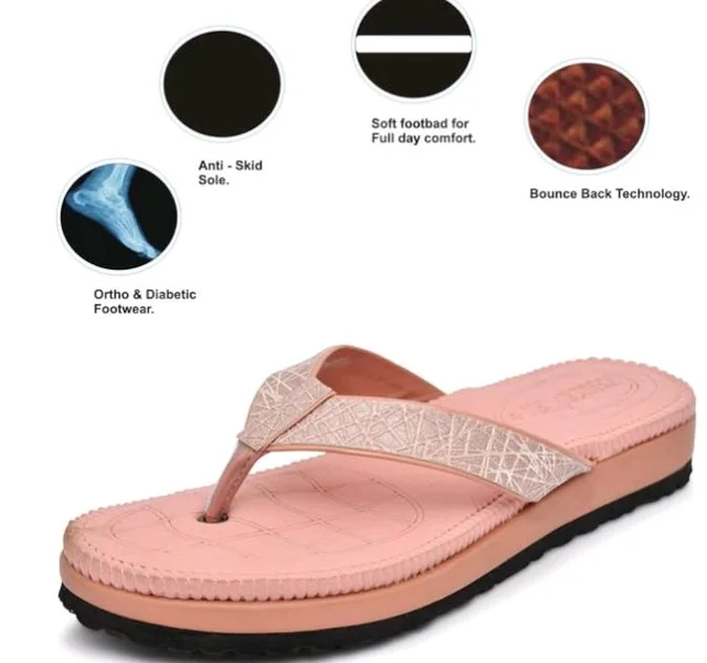 HEALTH FIT Ortho Care Light weight with Super Extra Soft Anti-Skid Doubleu Flip-Flops for women Slippers/Fancy Doctor Chappal & Footwear 336 - 10