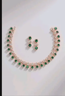 ZENEME Rose Gold-Plated American Diamond Studded Star Shaped Necklace With Earrings Jewellery Set For Girls and Women