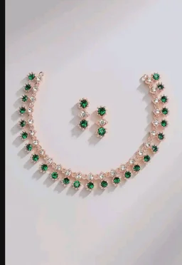 ZENEME Rose Gold-Plated American Diamond Studded Star Shaped Necklace With Earrings Jewellery Set For Girls and Women