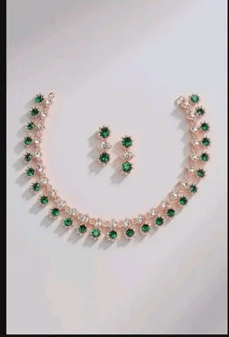ZENEME Rose Gold-Plated American Diamond Studded Star Shaped Necklace With Earrings Jewellery Set For Girls and Women