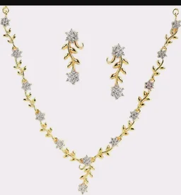 ZENEME Jewellery Set Sparkling CZ Diamond with Leafy Design Necklace Set For Women and Girl