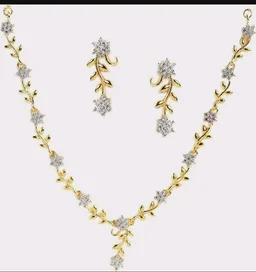 ZENEME Jewellery Set Sparkling CZ Diamond with Leafy Design Necklace Set For Women and Girl