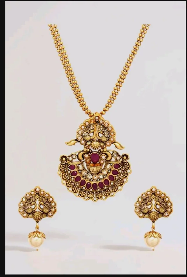 Rubans Gold Plated Traditional Festive Necklace Set for Women Design