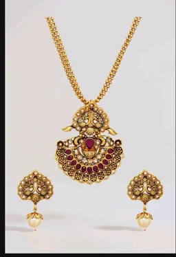 Rubans Gold Plated Traditional Festive Necklace Set for Women Design