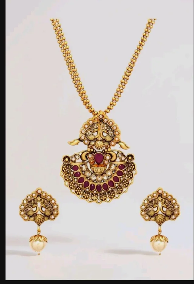Rubans Gold Plated Traditional Festive Necklace Set for Women Design