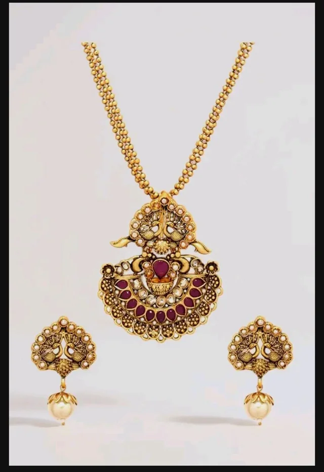 Rubans Gold Plated Traditional Festive Necklace Set for Women Design