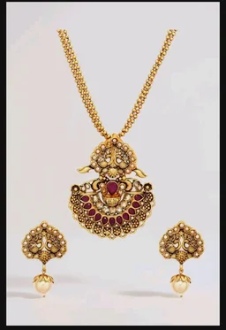 Rubans Gold Plated Traditional Festive Necklace Set for Women Design