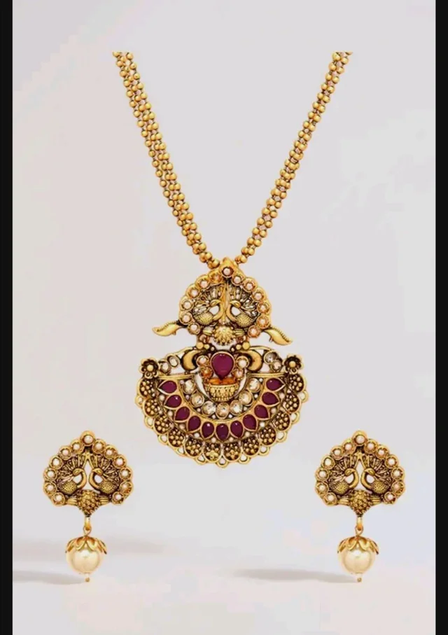 Rubans Gold Plated Traditional Festive Necklace Set for Women Design
