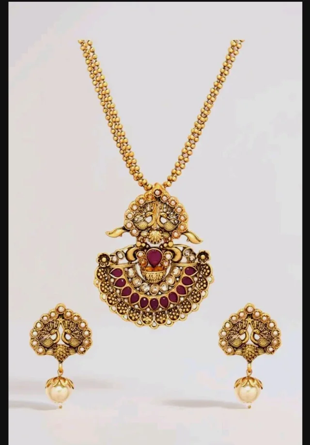 Rubans Gold Plated Traditional Festive Necklace Set for Women Design