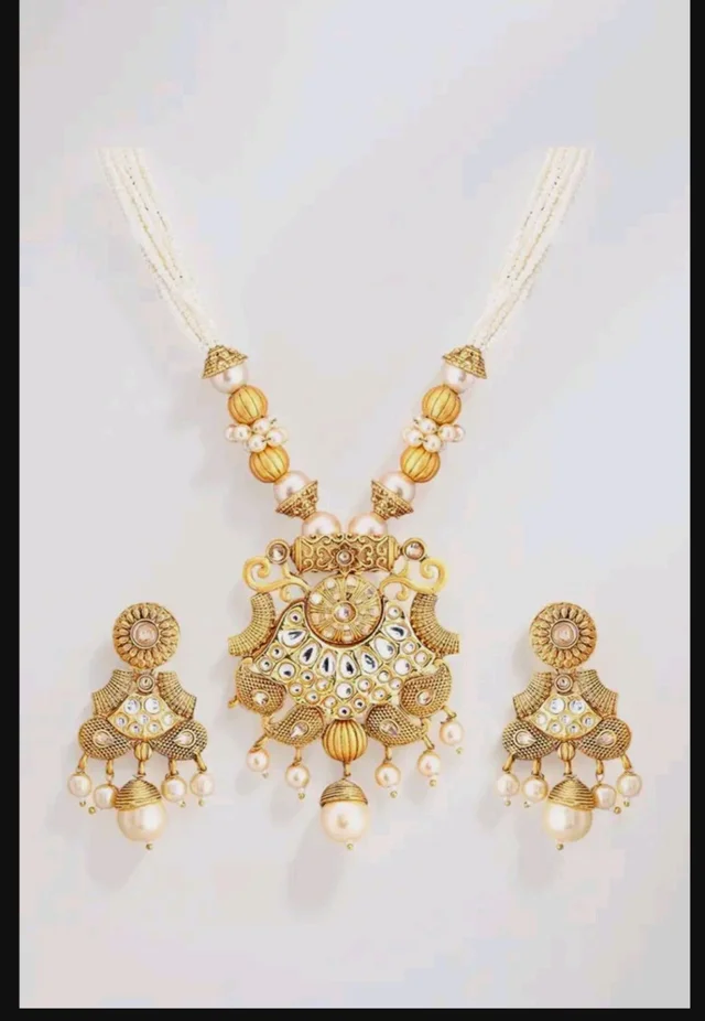 Rubans Gold Plated Multicolour Long Necklace Set for Women Traditional Gift