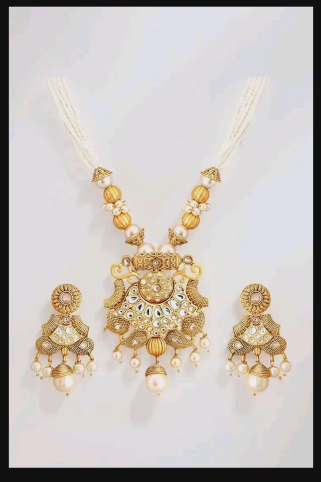 Rubans Gold Plated Multicolour Long Necklace Set for Women Traditional Gift
