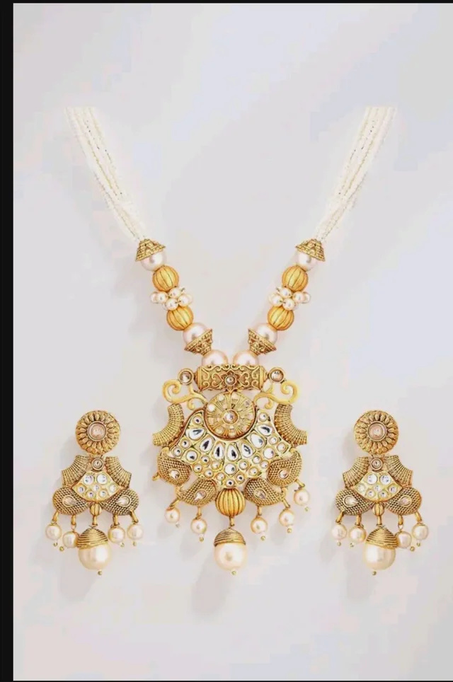 Rubans Gold Plated Multicolour Long Necklace Set for Women Traditional Gift