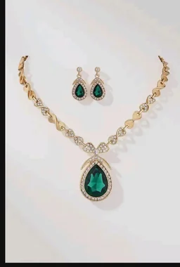Shining Diva Fashion Latest Stylish Design Fancy Crystal Necklace Jewellery Set for Women (15221s)(Green)