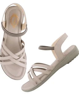 Shoetopia Women's Comfort Sandals | Elastic Back Strap Flats | Soft Cushioned Lightweight Casual Sandals | Open Toe Daily Wear Walking Footwear - 8