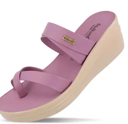 WALKAROO Women’s Wedge Sandals| Soft Cushioned Footbed,Lightweight PU Sole|Slip-On, Fashion,Stylish,Comfortable Sandals for Women's| WLP72029 Mauve - 10