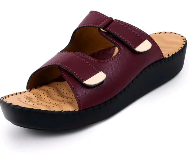 TRASE Orthopedic Extra Soft Double Strap Slippers for Women Footwear | Adjustable Strap Cushioned Wedges Doctor Sandals | Comfortable & Lightweight - 11