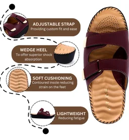 TRASE Orthopedic Extra Soft Double Strap Slippers for Women Footwear | Adjustable Strap Cushioned Wedges Doctor Sandals | Comfortable & Lightweight - 11