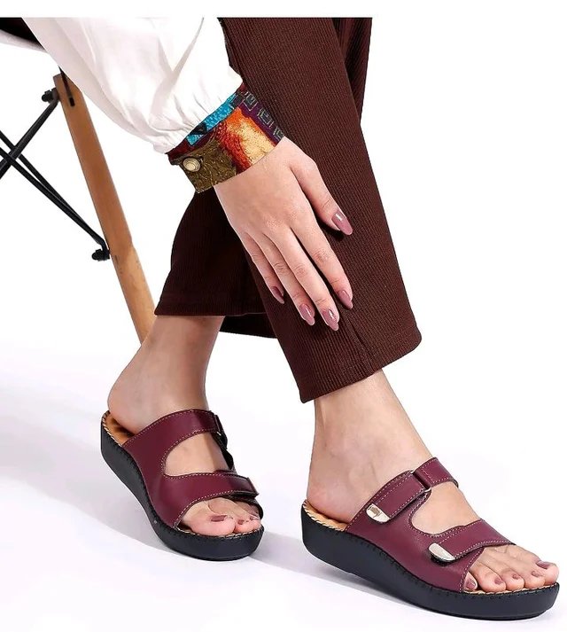 TRASE Orthopedic Extra Soft Double Strap Slippers for Women Footwear | Adjustable Strap Cushioned Wedges Doctor Sandals | Comfortable & Lightweight - 11