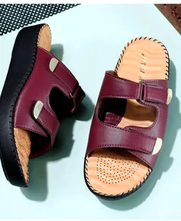 TRASE Orthopedic Extra Soft Double Strap Slippers for Women Footwear | Adjustable Strap Cushioned Wedges Doctor Sandals | Comfortable & Lightweight - 11