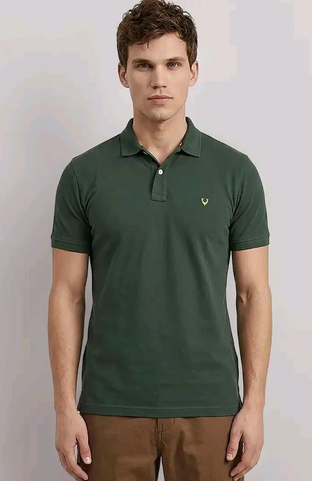 Allen Solly Men’s Polo T‑Shirt | Comfortable Rich Cotton Blend, Band Collar, Regular Fit | Stylish & Premium All Day Wear - 2XL