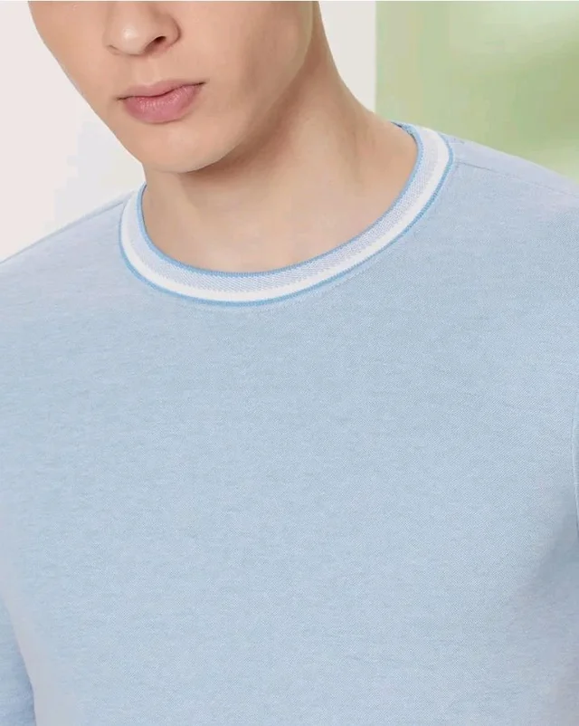 Symbol Premium Men's Cotton Rich Textured T-Shirt - Regular Fit | Pique Knit | Round Neck (Available in Plus Sizes)
- S