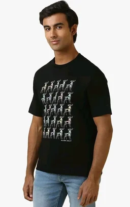 Allen Solly Men's Cotton T-Shirt | Drop Shoulder | Chest Print | Regular Fit | Casual Streetwear Style
- M