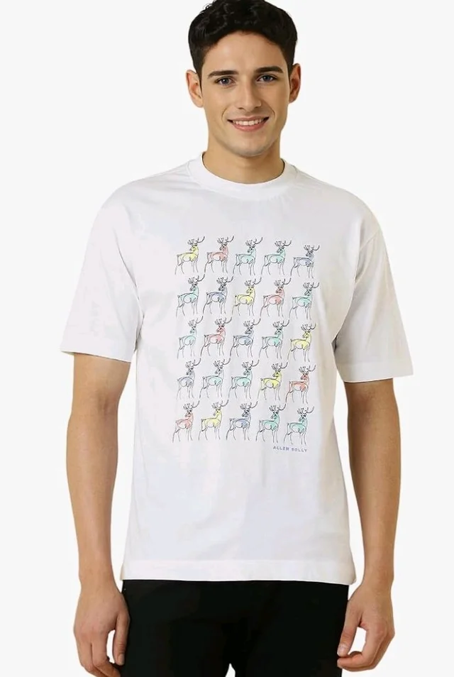 Allen Solly Men's Cotton T-Shirt | Drop Shoulder | Chest Print | Regular Fit | Casual Streetwear Style
- 3XL