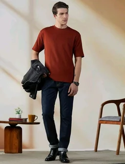 Allen Solly Men's Cotton T-Shirt | Drop Shoulder | Back Print | Regular Fit | Casual Streetwear Style
- XL