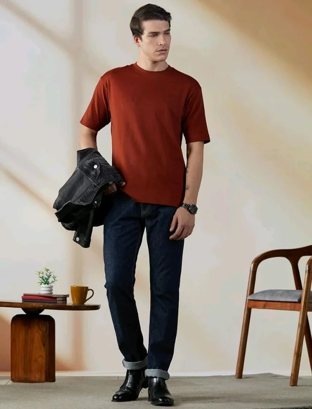 Allen Solly Men's Cotton T-Shirt | Drop Shoulder | Back Print | Regular Fit | Casual Streetwear Style
- XL