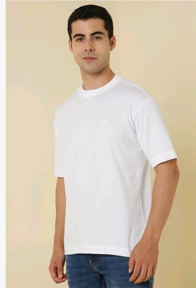 Allen Solly Men's Cotton T-Shirt | Drop Shoulder | Back Print | Regular Fit | Casual Streetwear Style
- L