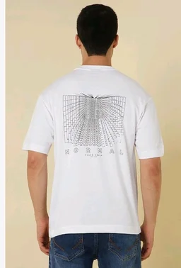 Allen Solly Men's Cotton T-Shirt | Drop Shoulder | Back Print | Regular Fit | Casual Streetwear Style
- L