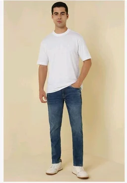 Allen Solly Men's Cotton T-Shirt | Drop Shoulder | Back Print | Regular Fit | Casual Streetwear Style
- L
