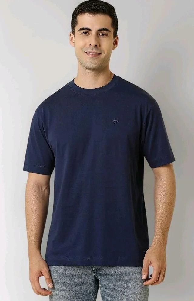 Allen Solly Men's Cotton T-Shirt | Drop Shoulder | Back Print | Regular Fit | Casual Streetwear Style
- S